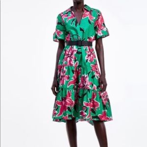 🆕 Zara multicolored belted midi dress